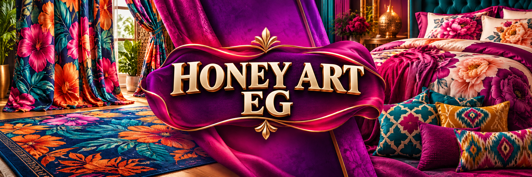HONEY ART EG — ستائر وبديل سجاد وملايات وكوشن بتصميمات وألوان متناسقة
